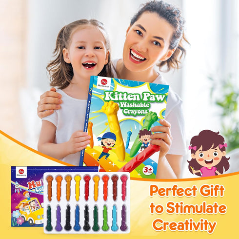 18 1-3, Set 4-8, Mocoosy Colors Jumbo Crayons for Toddlers Mess-Free Washable Crayon with Coloring Book for Kids Ages