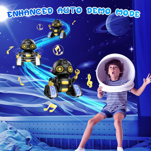 BAIWU 6+ Robot Toys for Kids,RC Robot with Gesture Sensing & LED Eyes,Star Projector and Music,Easter Gifts for Years