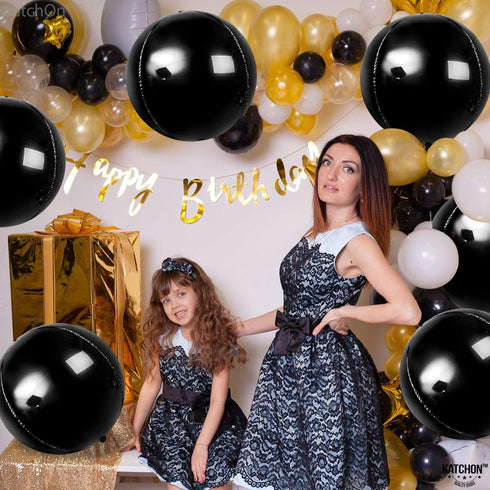 KatchOn Large Black Mylar Balloons, 22 Inch, Pack of 6 for Birthday, Anniversary, Halloween Decorations