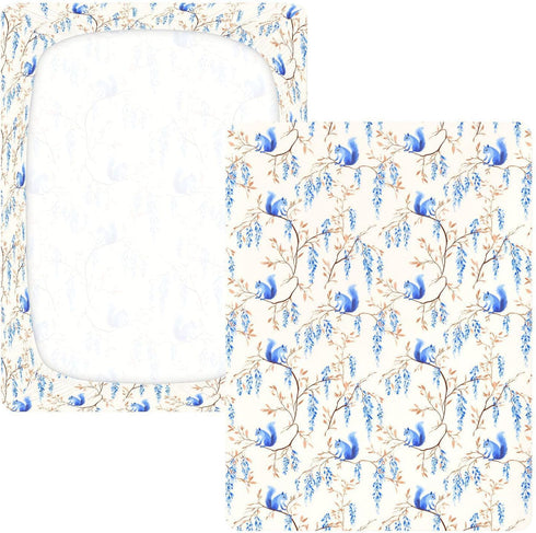 miaozhen 1 Pack 52x28 Cotton Crib Sheets for Baby Boys Girls Soft Squirrel Willow Off White Toddler Mattress Sheet