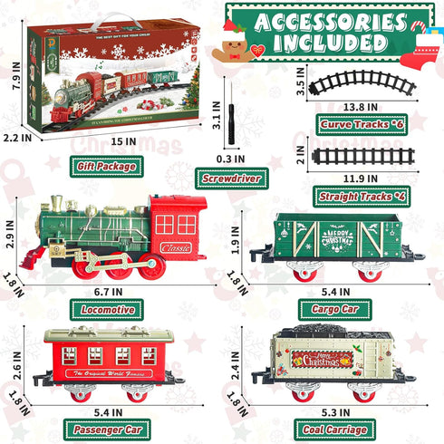 PaLeyFer Set Set 3-8, Christmas Kids Train - Train Toys w/Sounds (Turn ON/Off), Lights, Electric Toddlers Classical