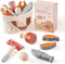 ROBOTIME Wooden Play Food Cutting Meat & Eggs Set, Pretend Play Toy