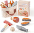 ROBOTIME Wooden Play Food Cutting Meat & Eggs Set, Pretend Play Toy