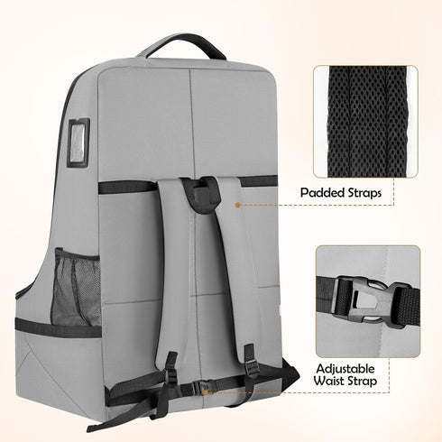 YOREPEK Gate Check Car Seat Travel Bag, Padded Carseat Cover for Airplane Travel, Baby Carseat Backpack