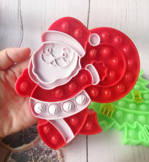 Roaqua 2 Pcs Sensory Santa Claus Christmas Tree Bubble Pop Fidget ,Push Stress Relief Educational Tool for Kids Adult
