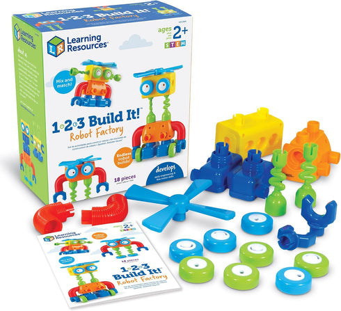 Learning Resources 1-2-3 Build It! Robot Factory - Building Toys, Early Engineering