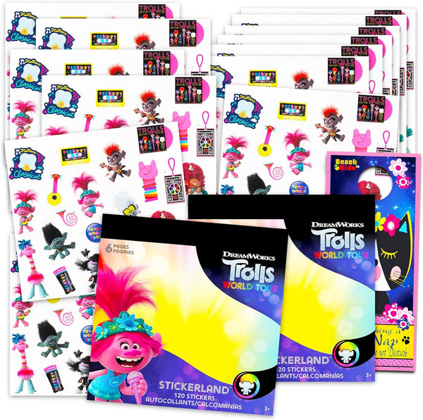 TROLLS Stickers Party Favors, Bundle of 12 Sheets, 240+ Stickers