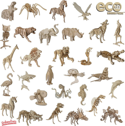 Eco 3D Wooden Puzzle Alligator from Deluxebase, Animal Themed DIY Craft Kit, Sustainable Wood Safari Toys