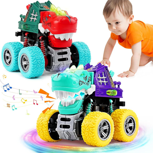JODUDLR 3-5, 2 3-4, Toy,360 3 4 5 Dinosaur Toys for Kids Monster Truck Toys for Ages Light-Up Sounds Toddler Boy