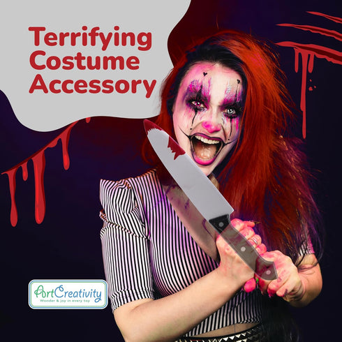 Set Set Set ArtCreativity Fake Bloody Knife for Halloween - Bloody Knife Prop with Meat Cleaver and Kitchen Knife - Two