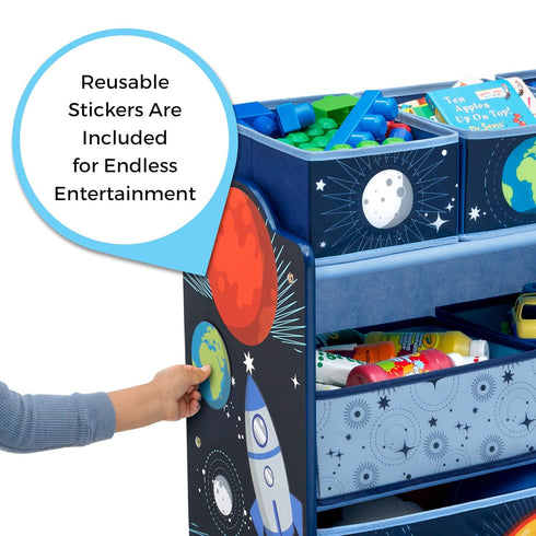 6 Delta Children Space Adventures Design & Store Bin Toy Storage Organizer - Greenguard Gold Certified, Blue