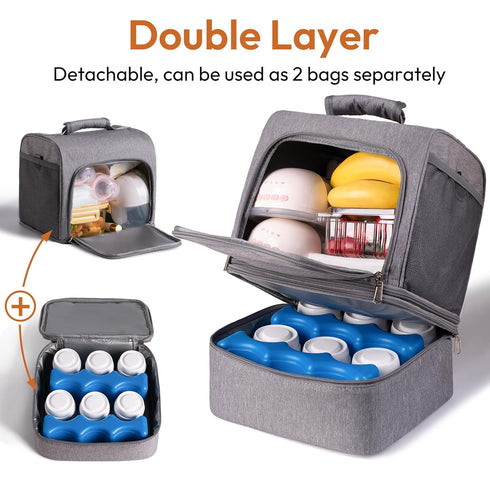 S1, S2, Backpack Pack, NCVI Breast Pump Bag, Double Layer Removable Pump Bag for Spectra Medela, Breast Pump with Ice