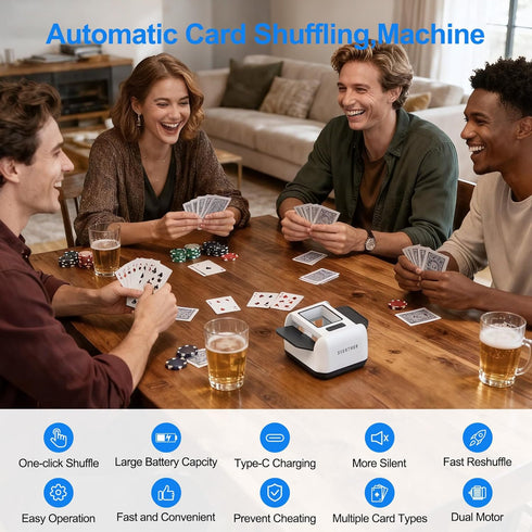 Svertmer Shuffler|1-2 10 Automatic Card Deck Electric Card Shuffle Machine|Portable Rechargeable Batteries