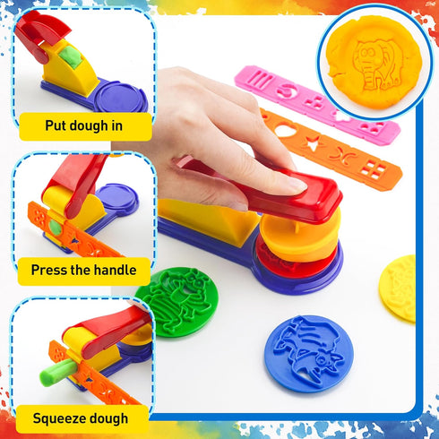 Kids,70Pcs iShyan Dough Tools Play for Basic Dough Play Toys Includes Roller, Rolling Pins,Letter Number Shape