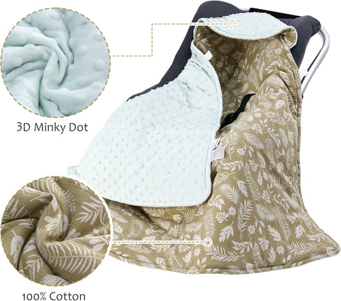 amo nenes 3.5 35.4"x35.4" Winter Car Seat Blanket for Babies, TOG Warm Minky Dot Carseat Swaddle Blankets for Infants