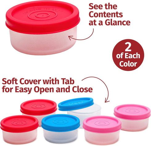 SIGNORA WARE Condiment Containers with Lids, 6 pk. 1.3 oz. Small Food Storage Containers for Salad Dressing, BPA Free