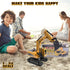 3 4 6 7 8 Construction Excavator Toy - Kids Toy Engineering Digger Truck, Remote Control Rechargable Hydraulic Car