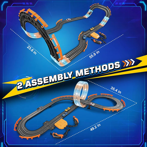 Sets 4 6 7 8-12, Set Counter Slot Car Race Track with Slot Cars, Ideal Birthday Xmas Gifts Toys for Kids Boys Ages