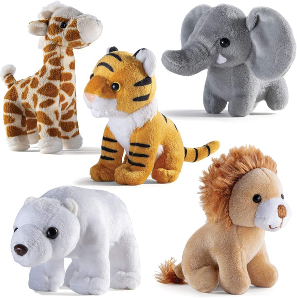 PREXTEX Safari Friends Stuffed Animal Gift Set - 5 Small Plush (Giraffe,