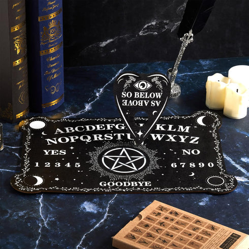 Set Pendulum Dowsing Divination Board Black Wooden Talking Board with Planchette Accessories for Birthday Party