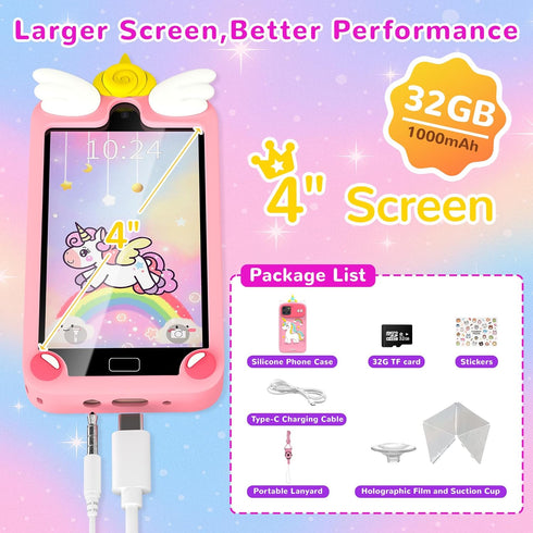 YIFOCO 3 4 5 6 7 8 9 10 4" Kids Smart Phone for Girls, Toddler Birthday Gifts for Girl Year Old, Kids Toy Cell Phone