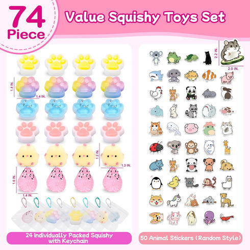 YRSDQueenA Pack 24 Pack 50 4-8 8-12, Taba Squishy Taba Squishies with Stickers, Easter Squishy Toys Party Favors