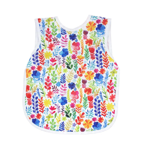 BapronBaby Rainbow Watercolor Floral Bapron - No Neck Tie Bib for Baby & Toddler, Soft Waterproof, Machine Washable