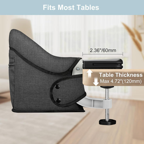 Hook On High Chair, Portable Foldable Clip On Baby Travel High Chair, Lightweight Feeding Seat with Storage Bag