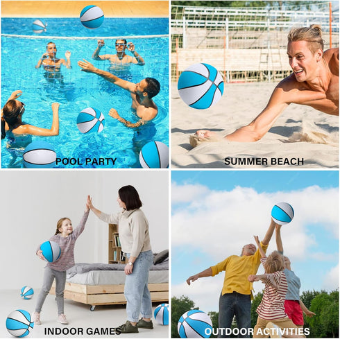 24 Pcs Mini Basketball 7'' Water Basketball Bulk, Pump for Swimming Pool Indoor Mini Hoop