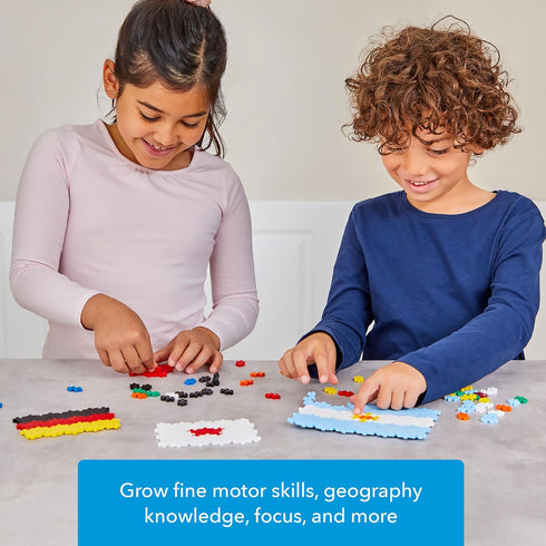 Set, PLUS PLUS Learn to Build, Flags of the World - Mini Puzzle Building Blocks Stem Toys for Kids - Educational