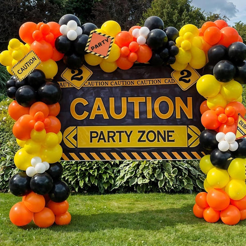 Construction Party Balloon Garland Kit, Construction Birthday Party Supplies Orange Black Yellow Balloon Garland