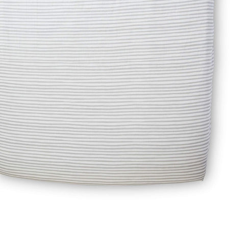 Pehr Striped Crib Sheet, Stripes Away Pebble Grey | Breathable Brushed Organic