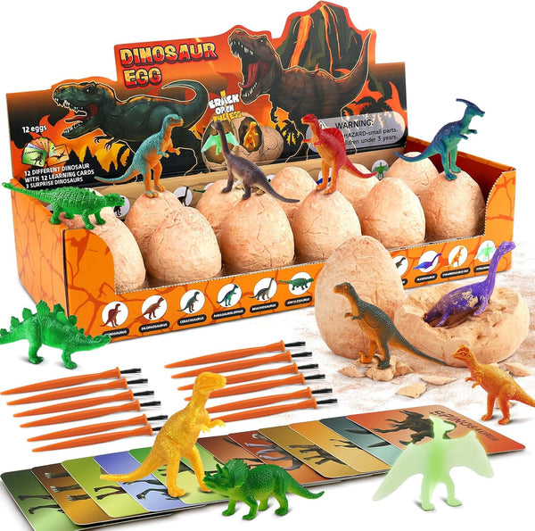 Zippytots Easter Dino Egg Dig Kit 12 Unique Eggs with Glow in