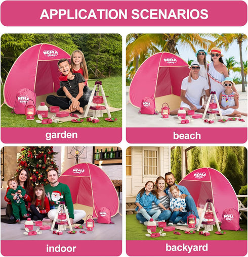 Set Set 3+ Kids Camping an Outdoor Campfire Toy Featuring a Tent, Oil lamp, Stove, and More,Gift Idea for Girls Age