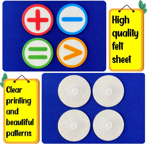 PENGFULL Felt Learning Numbers, 44 Felt Board Pieces for Math Addition and Subtraction Learning for Preschool