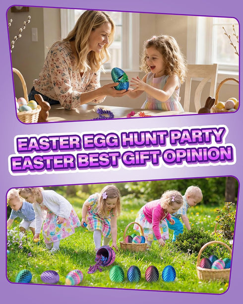 MIZTL 12PACK 3D Printed Dragon Eggs, Easter Basket Stuffers for Children and Teens, Unique Easter Toys & Gifts