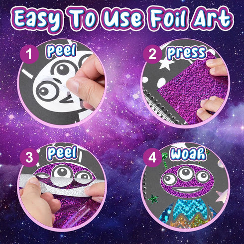 Foil Fun Outer Space DIY Art Kits, No Mess Creative Drawing Game for Kids, Birthday Gifts Crafts Supplies for Ages 4-9