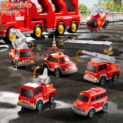 1-3 3-5, 7-in-1 Set 1 2 3 4 5 6 3-9 Fire Truck Toys for Toddler Fire Car Carrier Vehicle for Girls Years Old, Transport