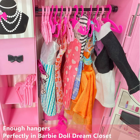 55PCS Doll Hangers for 12 Inch Dolls, Doll Clothes Accessories with 1 Display Rack