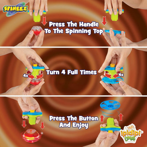 12-Pack IPIDIPI TOYS Spineez Light Up Flying Saucer Spinning Tops UFO Spinner Toys - Spinning Tops for Kids - Birthday