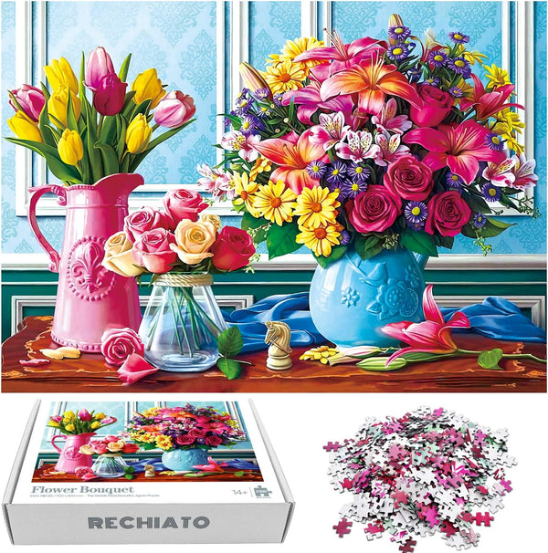 Jigsaw Puzzles 1000 Pieces for Adults - Spring Flowers - Perfect for Women & Moms