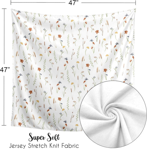 Sweet Jojo Designs Boho Floral Garden Flower Girl Baby Swaddle Blanket Infant Newborn Lightweight Jersey Stretchy