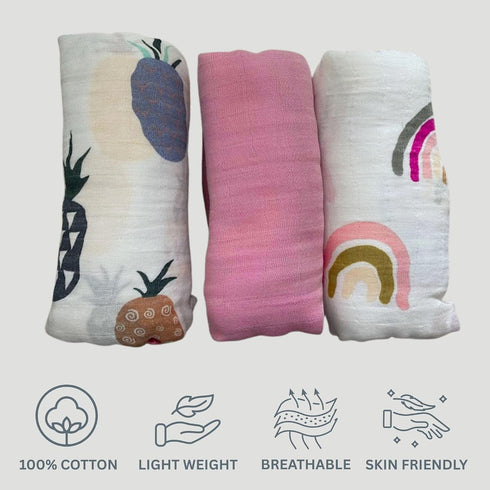Generic 3 Pack, 47 43 Inch Muslin Swaddle Blankets x Large Baby Swaddle Blankets, Soft Breathable Cotton Receiving