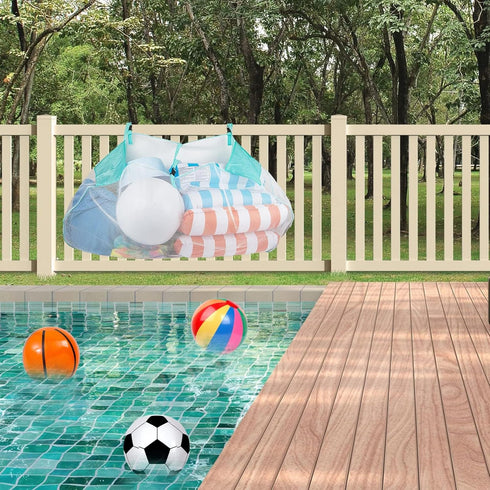 Pool Floats Storage Bag, Foldable Swimming Pool Hanging Mesh Organizer for Balls,Floats,Water Inflatable Toys and Other Pool Accessories, Green by Profully
