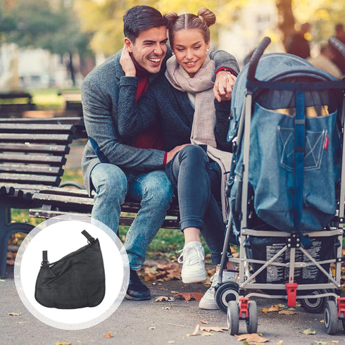 Stroller Organizer Bag with Diaper Storage Pouch and Mesh Side Pocket for Supplies, Universal Hanging Nursery Bag