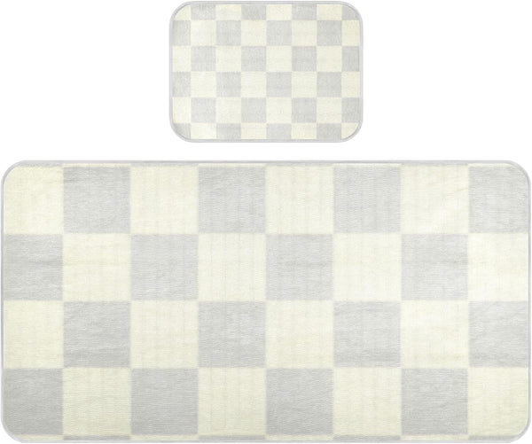 SyXIOP Gray Beige Checker Plaid Cooling Baby Waterproof Crib Mattress Cover 28" x