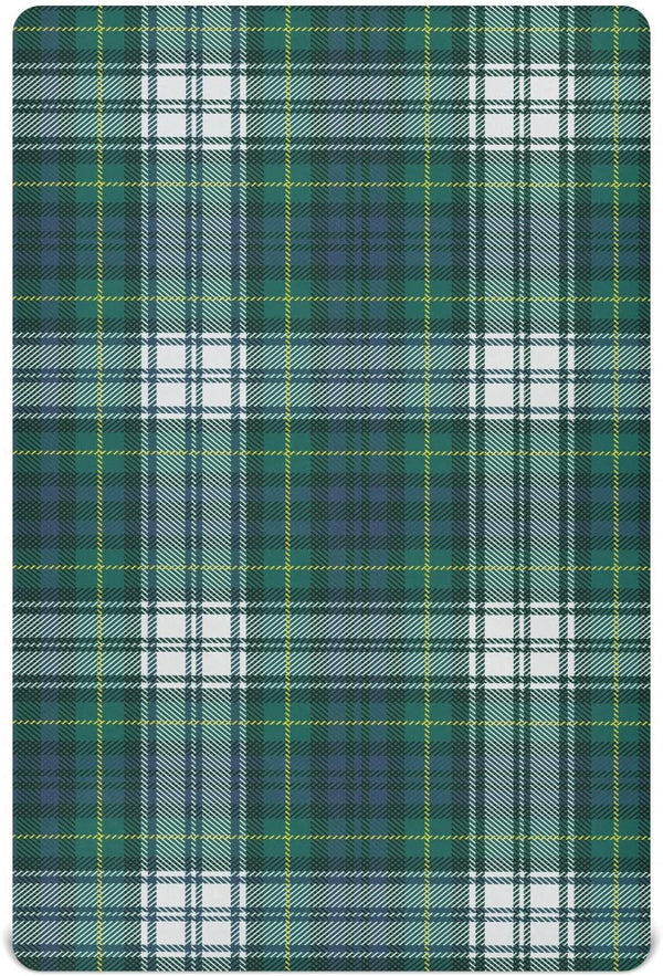 Emelivor Tartan Plaid Green Baby Crib Sheets for Boys Girls Mini Crib Sheets