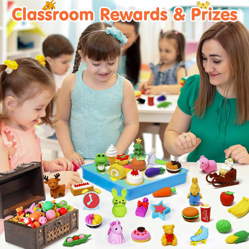 120 Pack Animal Pencil Erasers for Kids - Mini Puzzle Erasers, Treasure Box Toys, Game Prize Party Favors