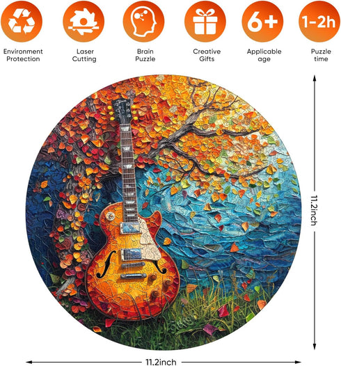 Wooden Puzzle for Adults, Guitar Wooden Jigsaw Puzzle (200pcs, 11.2 * 11.2in) - Beautiful Gift for Family