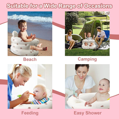 3-36 Inflatable Baby Seat for Babies Months, Baby Chair with Fence & Built in Air Pump, Blow Up Floor Baby Seat
